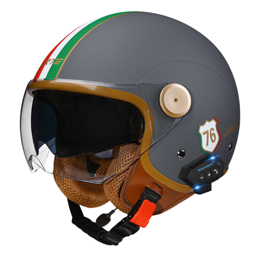 RetroRide Smart Bluetooth Open-Face Motorcycle Helmet with Dual Sun Visors - view 12