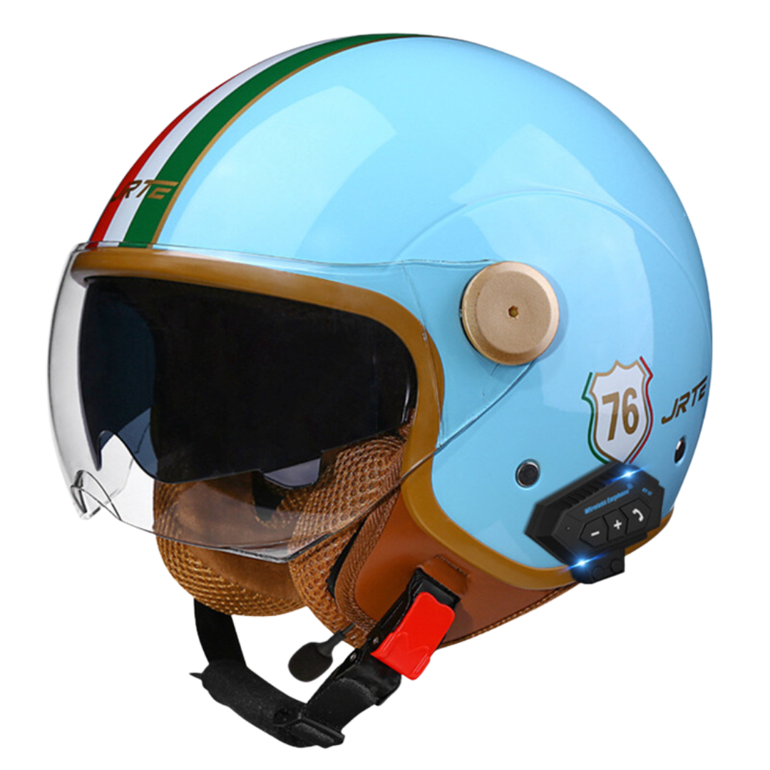 RetroRide Smart Bluetooth Open-Face Motorcycle Helmet with Dual Sun Visors - view 19
