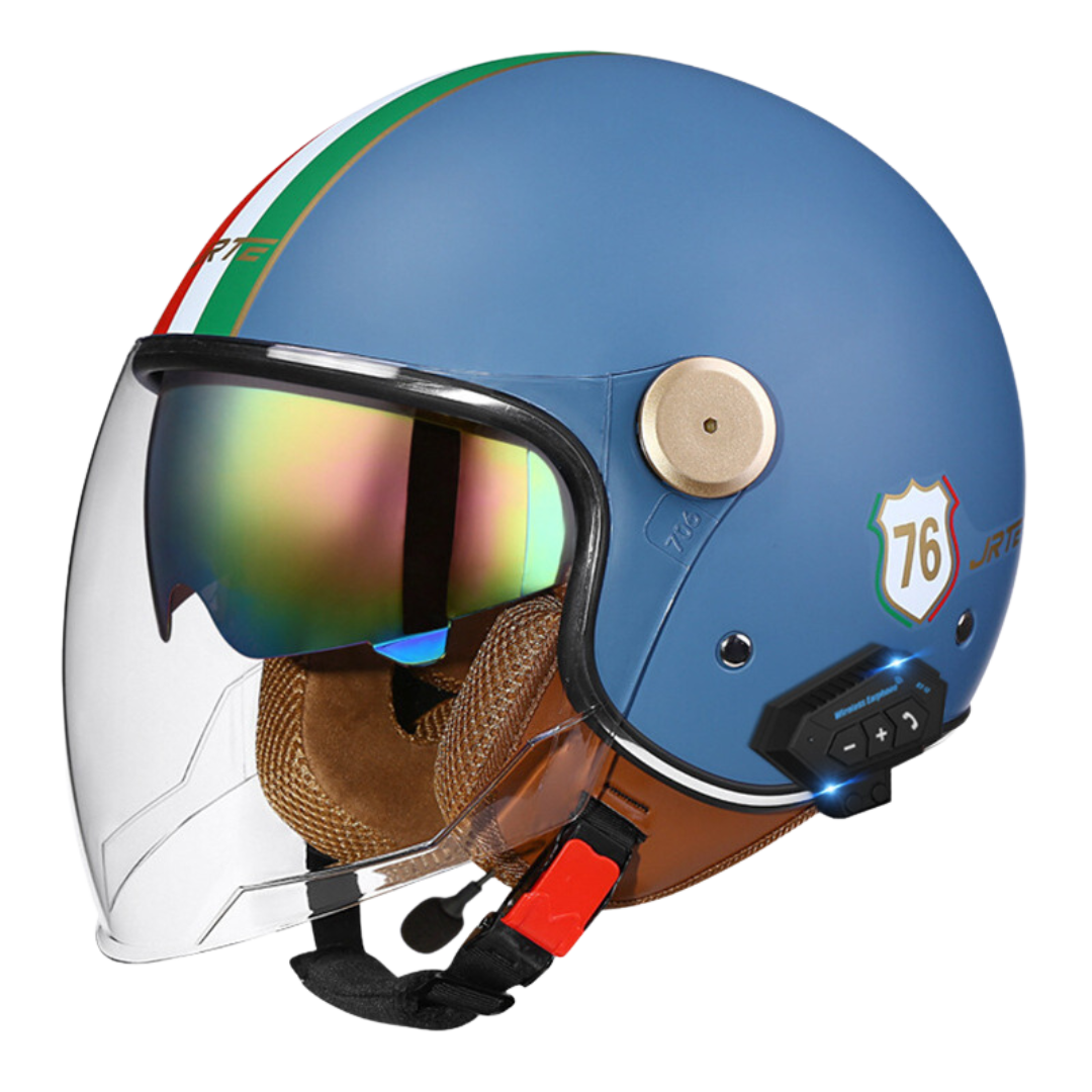 RetroRide Smart Bluetooth Open-Face Motorcycle Helmet with Dual Sun Visors - view 22