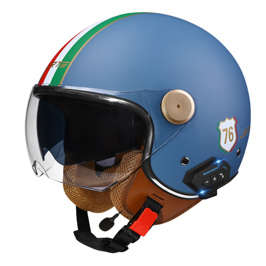 RetroRide Smart Bluetooth Open-Face Motorcycle Helmet with Dual Sun Visors - view 23