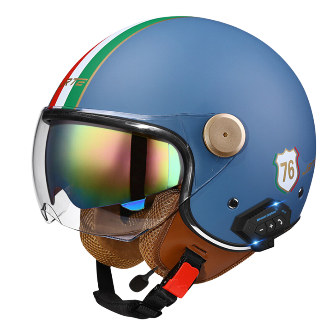 RetroRide Smart Bluetooth Open-Face Motorcycle Helmet with Dual Sun Visors - view 24