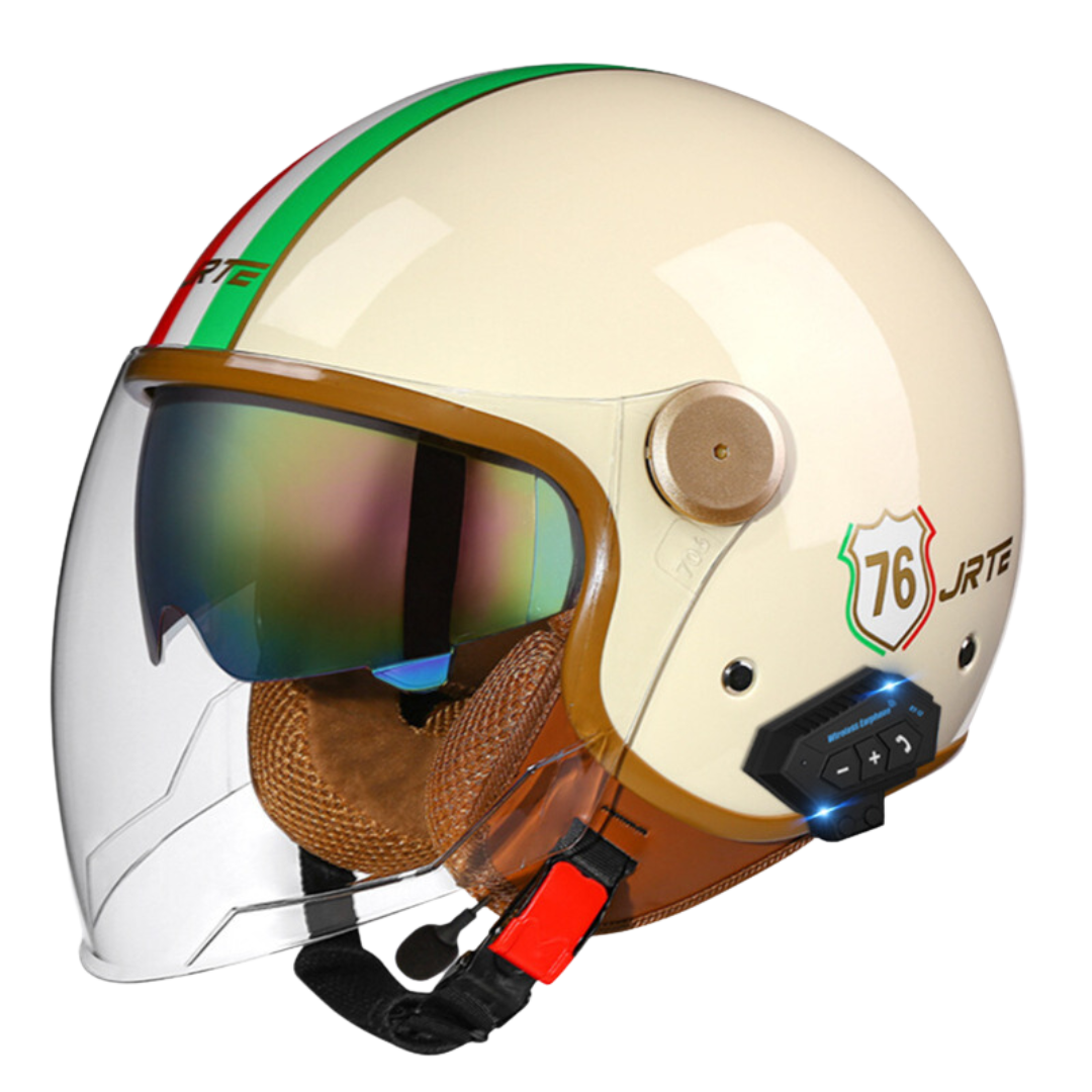 RetroRide Smart Bluetooth Open-Face Motorcycle Helmet with Dual Sun Visors - view 26
