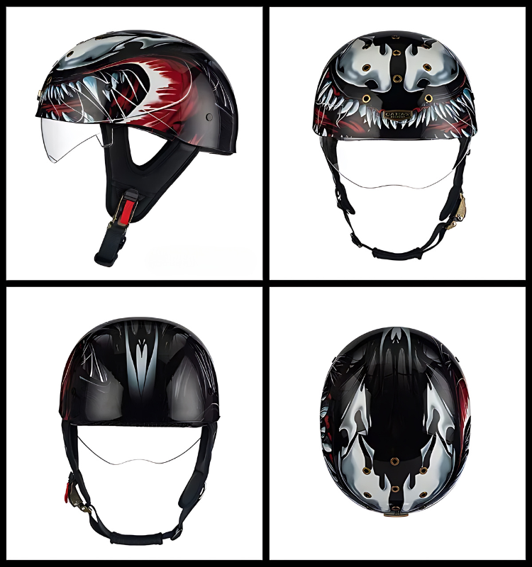 SleekShell Vintage Half Helmet with Visor - view 2