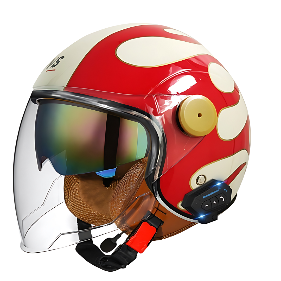 RetroRide Smart Bluetooth Open-Face Motorcycle Helmet with Dual Sun Visors - view 36