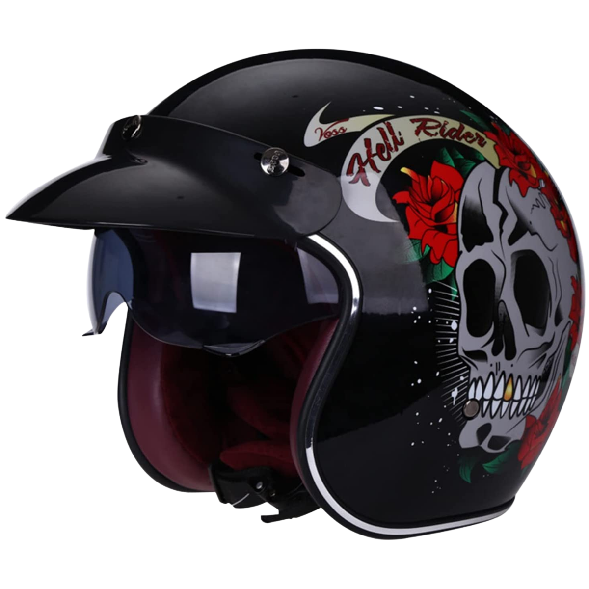 Vintage Open Face Helmet - Retractable Visor - view 4