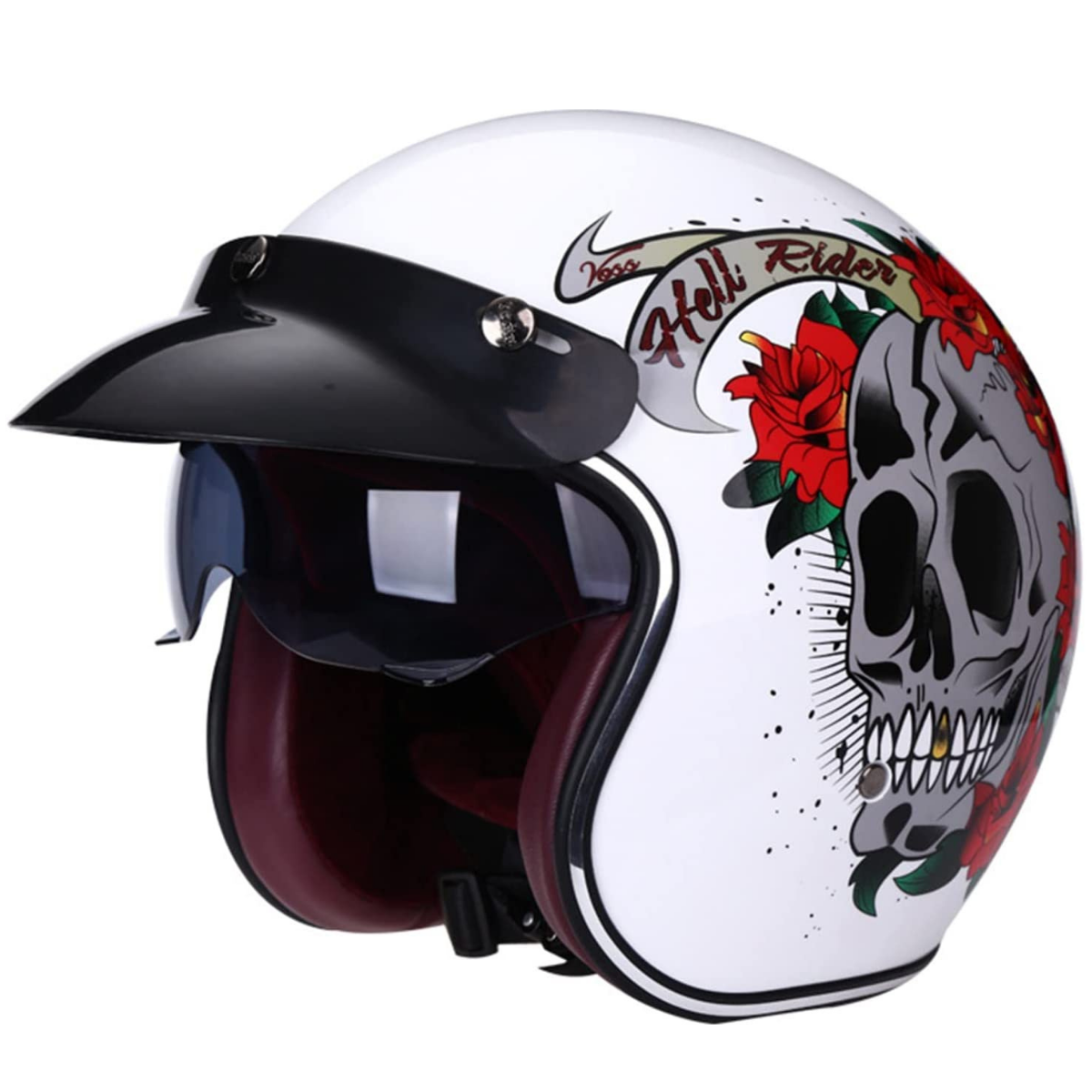 Vintage Open Face Helmet - Retractable Visor - view 5