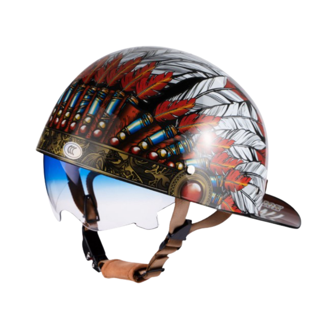 Baseball Motorcycle Helmet Built-in Visor - view 3