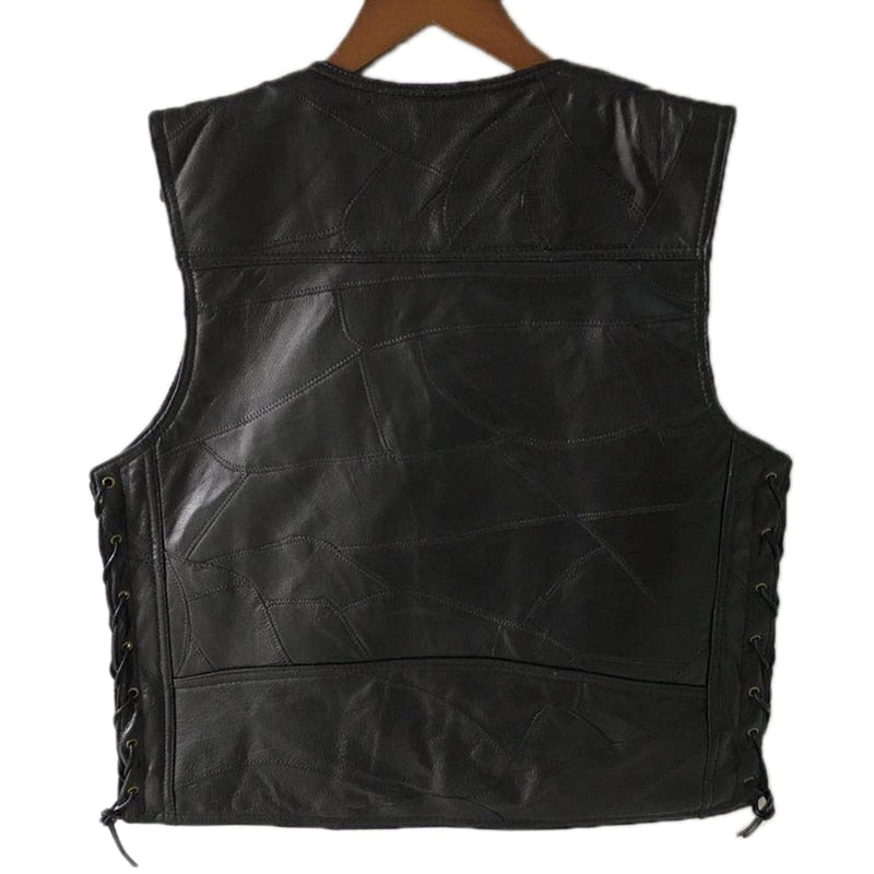Classic Leather Biker Vest - view 4