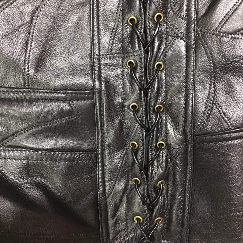 Classic Leather Biker Vest - view 2