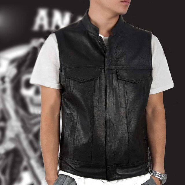 SOA Leather Biker Club Vest - view 4