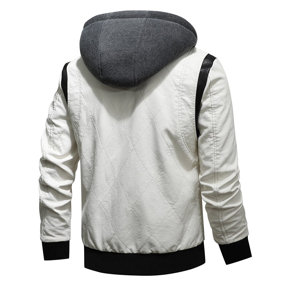 Biker Winter Jacket with Detachable Hood - view 5