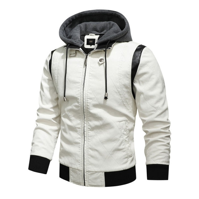 Biker Winter Jacket with Detachable Hood - view 3
