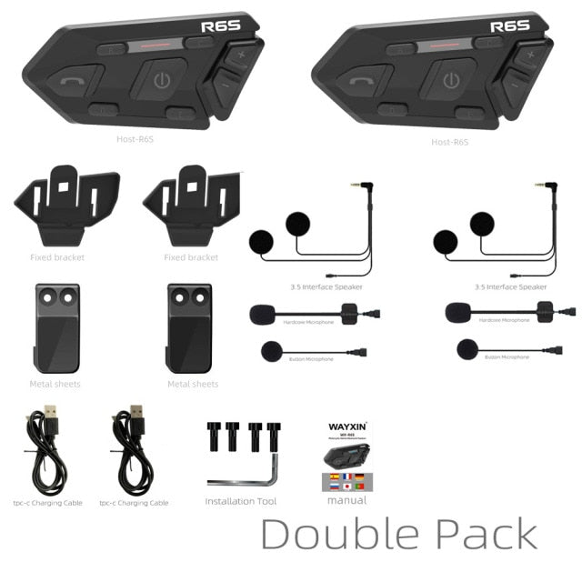 R6S Intercom Bluetooth Headset - Waterproof - view 5